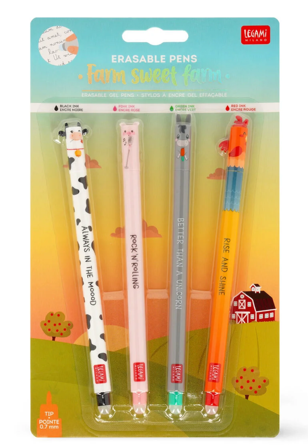 Penne Gel Cancellabili Farm Sweet Farm – Set da 4 Legami