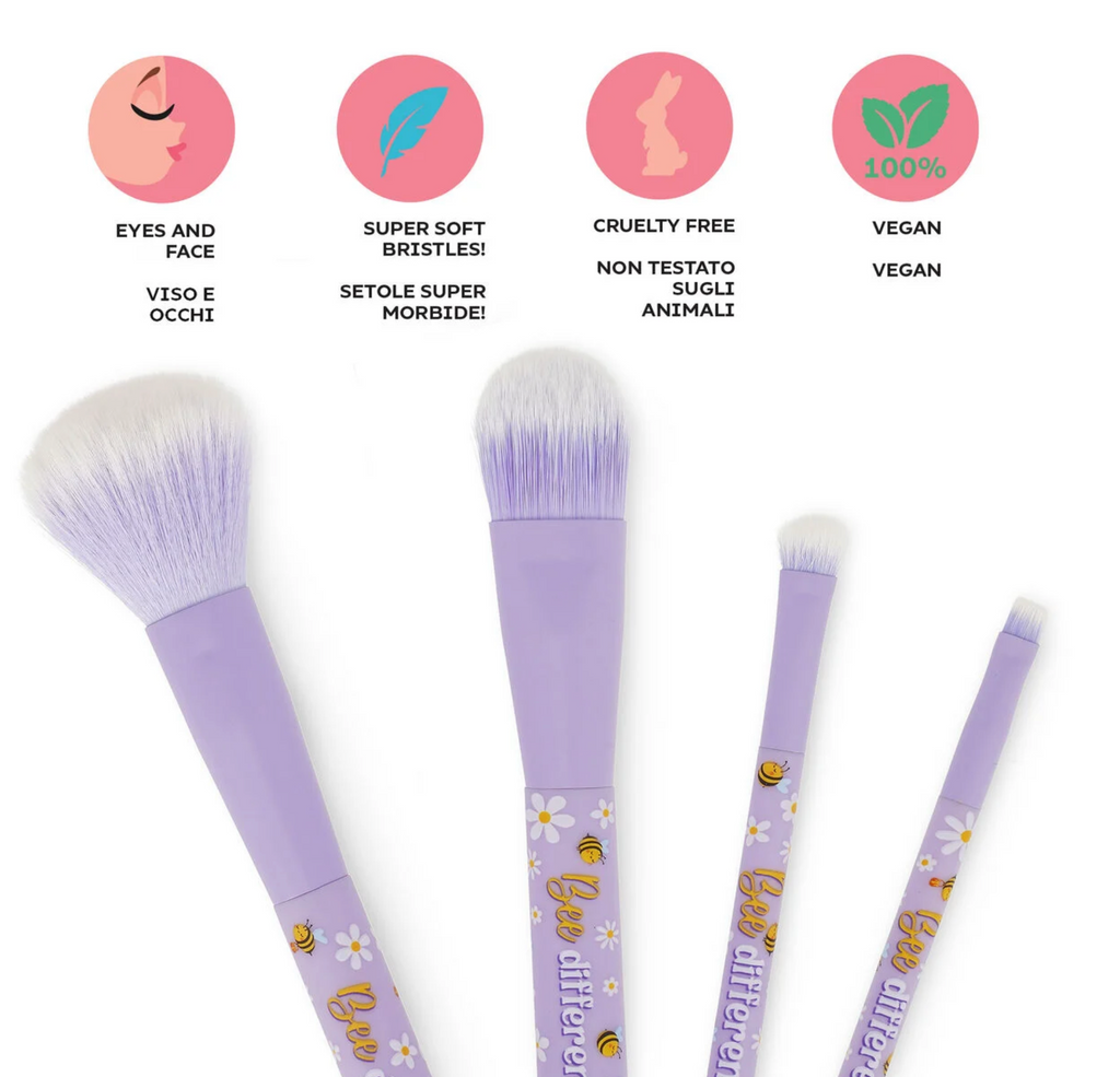 Oh My Glow!, il set di 4 pennelli per il make-up a tema Bee di Legami