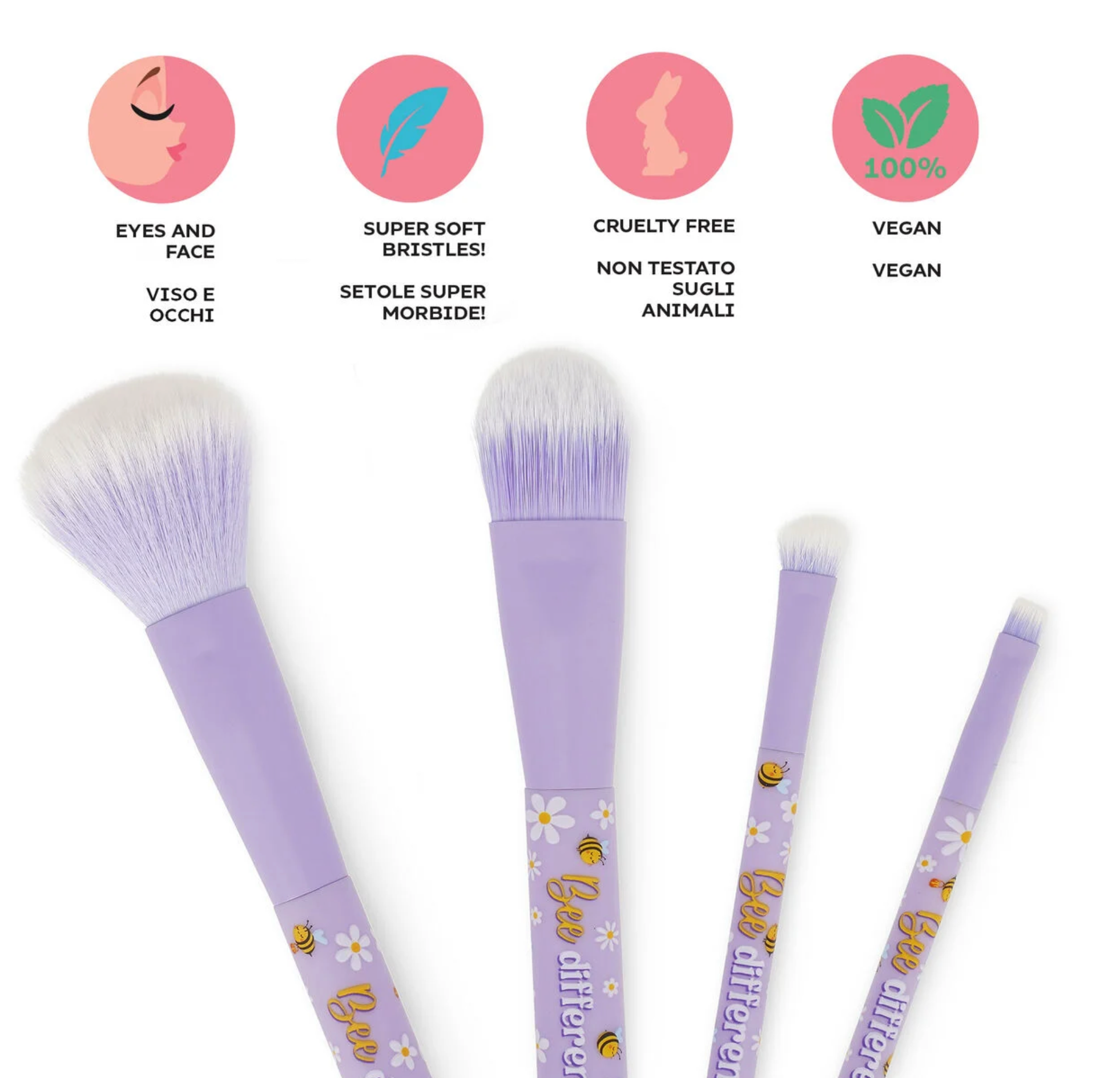 Oh My Glow!, the Bee-themed 4-piece make-up brush set by Legami