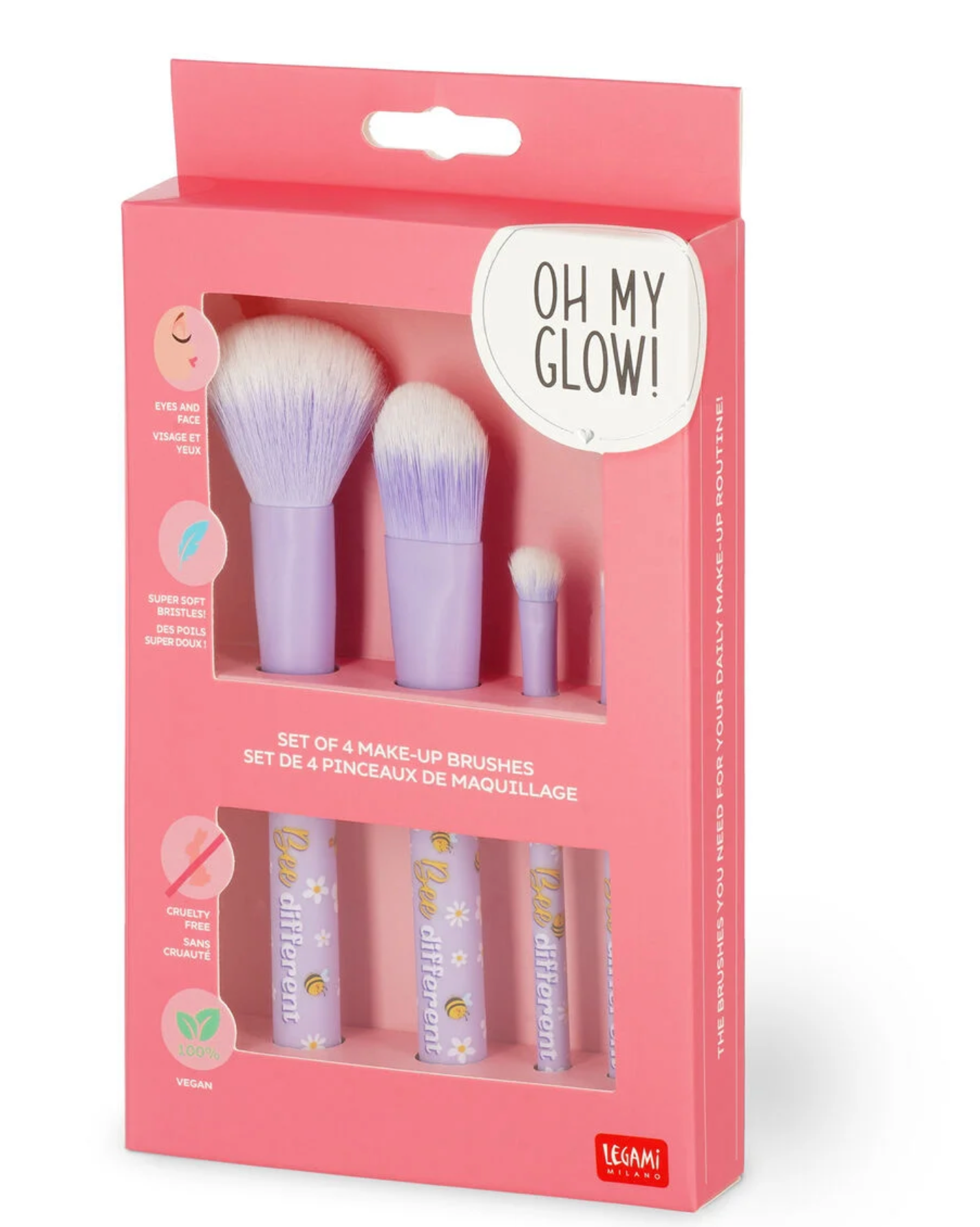 Oh My Glow!, the Bee-themed 4-piece make-up brush set by Legami