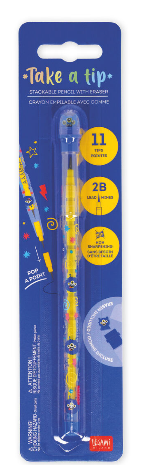 Matita Impilabile con Gomma - Take a Tip - Monster legami