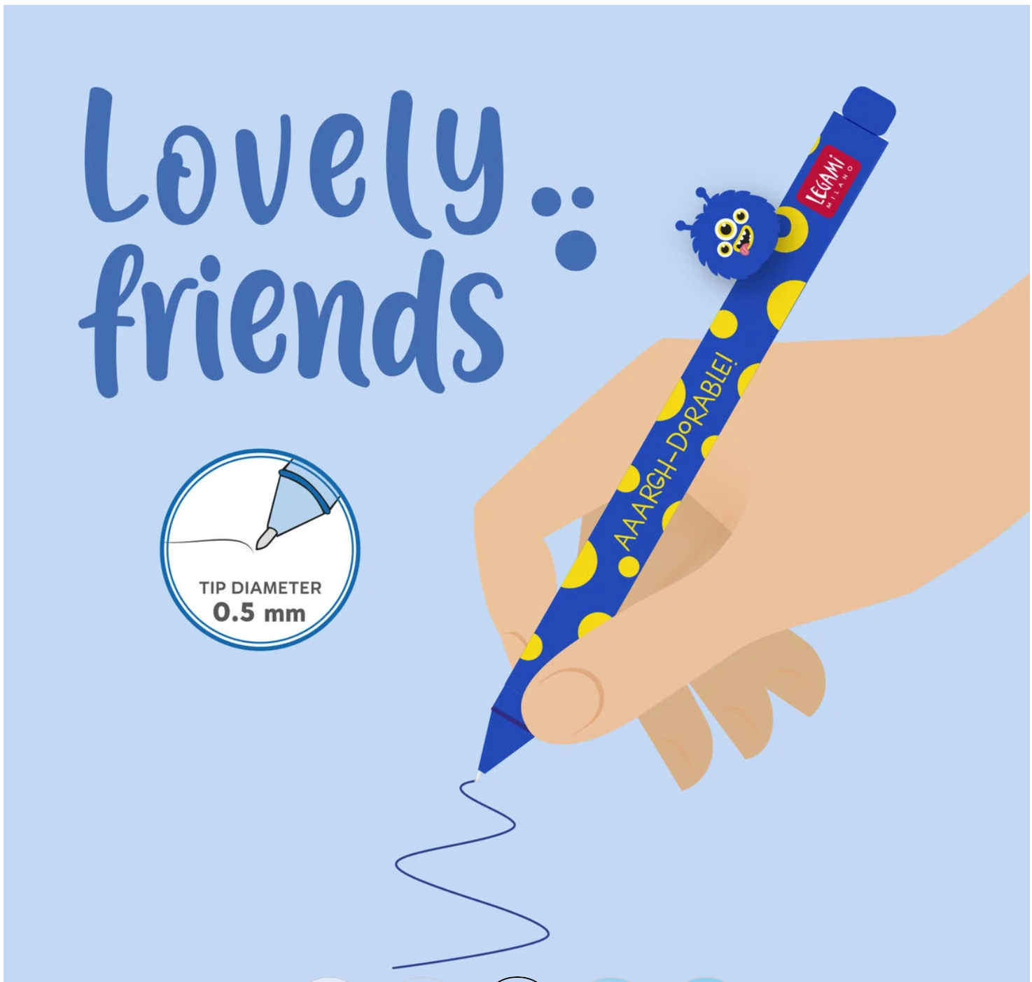 Penna Gel con Monster decorativo della famiglia Lovely Friends di Legami