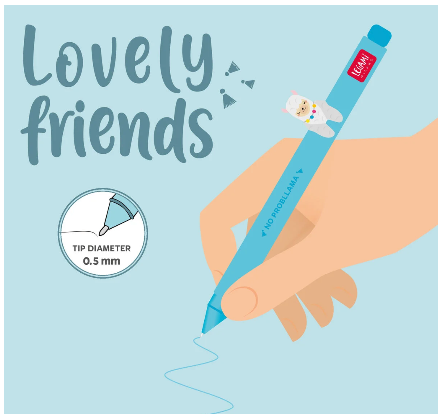Penna Gel con Llama decorativo della famiglia Lovely Friends legami