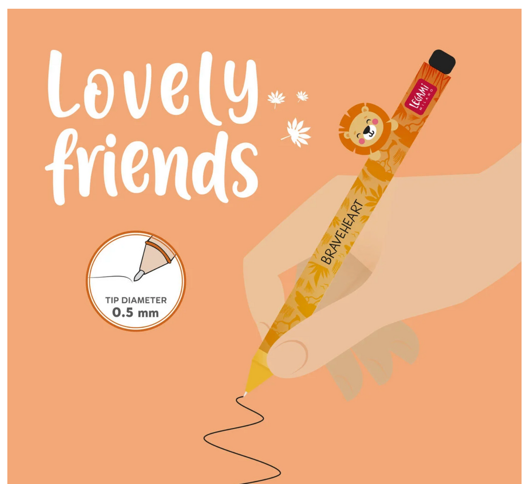 Penna Gel con Lion decorativo della famiglia Lovely Friends legami