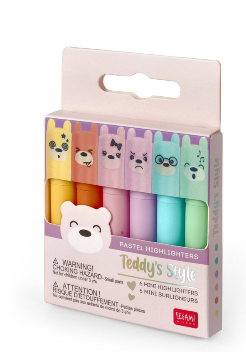 mini evidenziatori pastello Teddy's Style di Legami